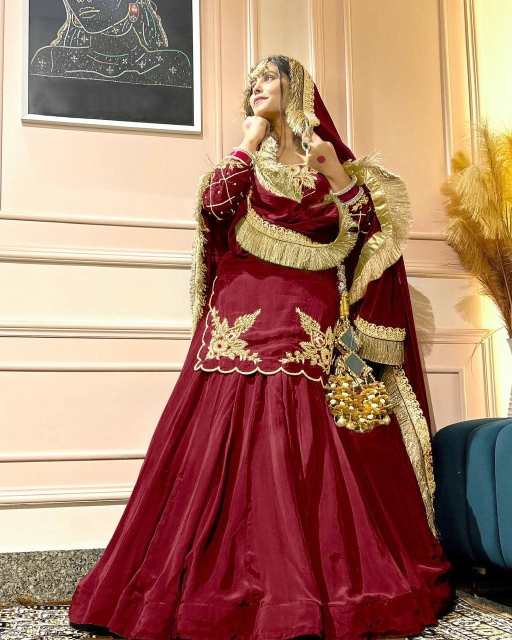 Deep Maroon Heritage Flared Silhouette